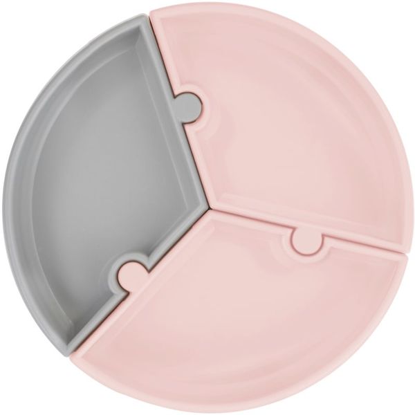 Minikoioi Minikoioi Puzzle Pinky Pink/ Powder Grey разделена чиния с вендуза