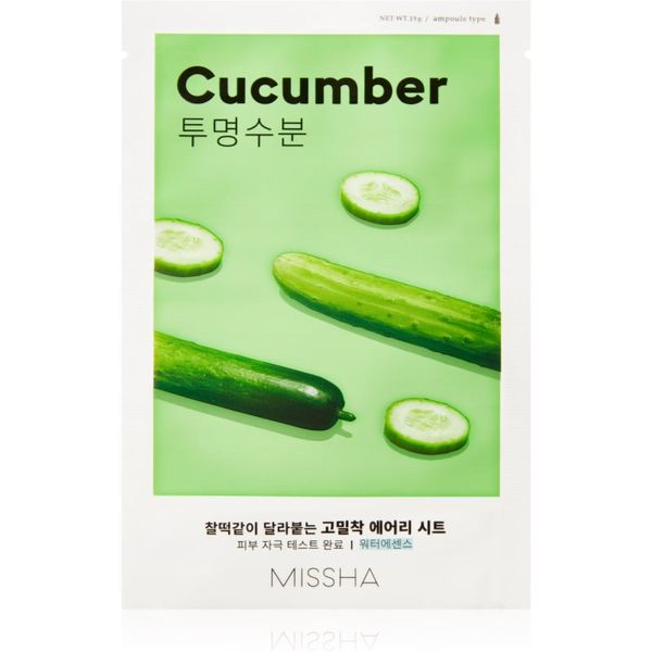 Missha Missha Airy Fit Cucumber платнена маска с хидратиращ и ревитализиращ ефект за суха кожа 19 гр.