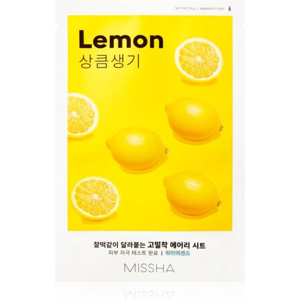Missha Missha Airy Fit Lemon платнена маска за озаряване и виталитет на кожата 19 гр.