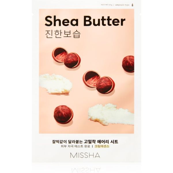Missha Missha Airy Fit Shea Butter платнена маска с силно хидратиращ и подхранващ ефект 19 гр.