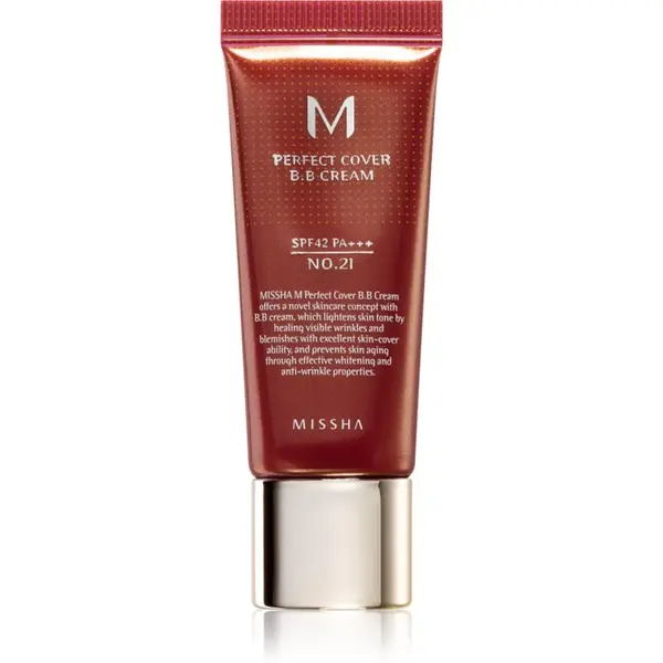 Missha Missha M Perfect Cover ВВ крем с висока UV защита малка опаковка цвят No. 21 Light Beige SPF 42/PA+++ 20 мл.