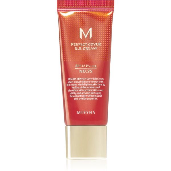 Missha Missha M Perfect Cover ВВ крем с висока UV защита малка опаковка цвят No. 25 Warm Beige SPF 42/PA+++ 20 мл.