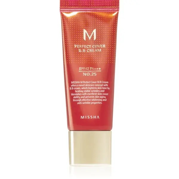 Missha Missha M Perfect Cover ВВ крем с висока UV защита малка опаковка цвят No. 25 Warm Beige SPF 42/PA+++ 20 мл.