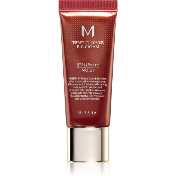 Missha Missha M Perfect Cover ВВ крем с висока UV защита малка опаковка цвят No. 27 Honey Beige SPF 42/PA+++ 20 мл.