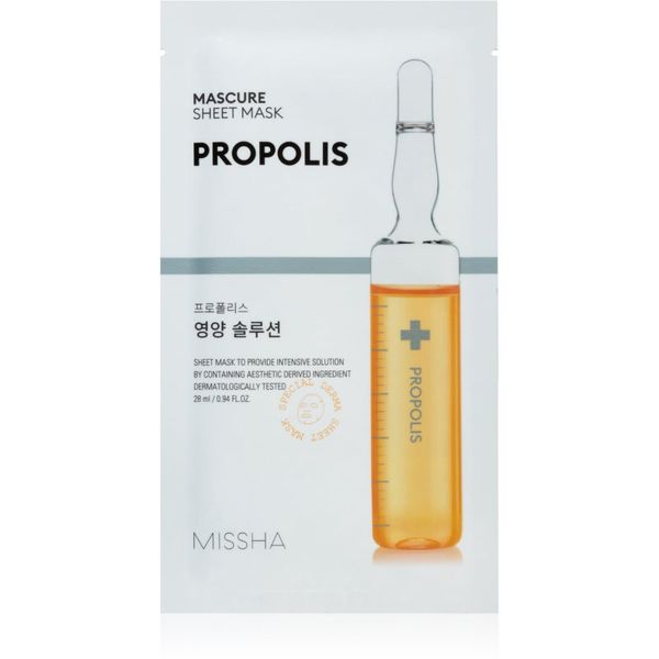 Missha Missha Mascure Propolis подхранваща платнена маска за чувствителна и раздразнена кожа 28 мл.