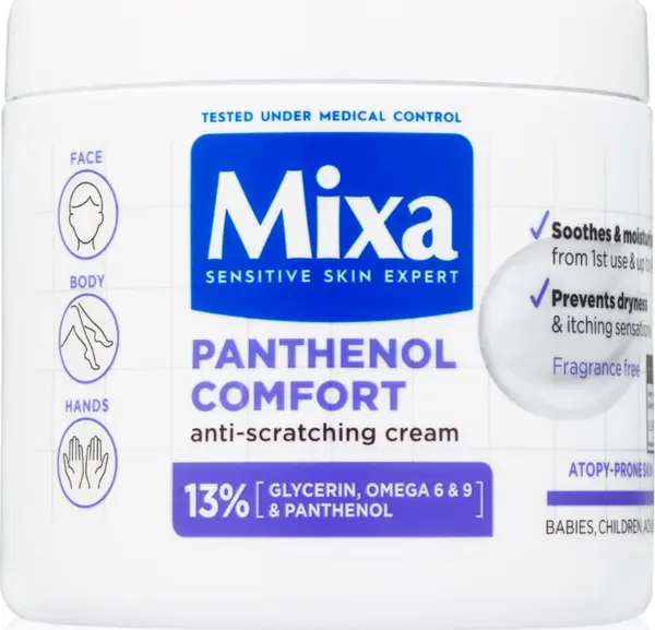 MIXA Mixa Panthenol Comfort регенериращ крем за тяло за суха към атопична кожа 400 мл.
