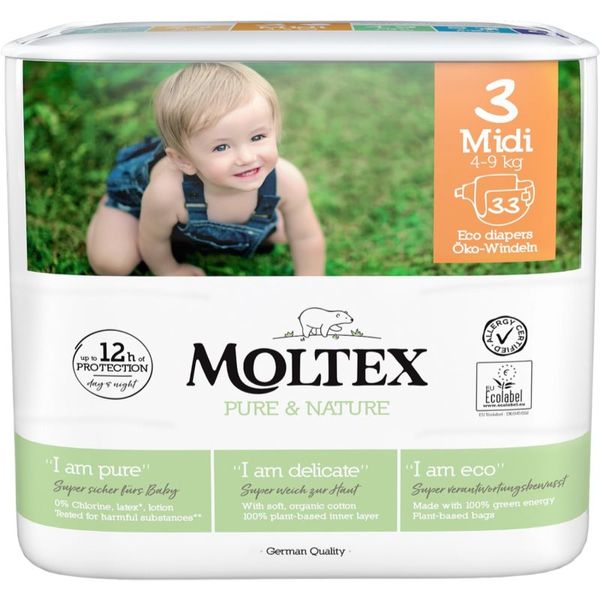 Moltex Moltex Pure & Nature Midi Size 3 еднократни ЕКО пелени 4-9 kg 33 бр.