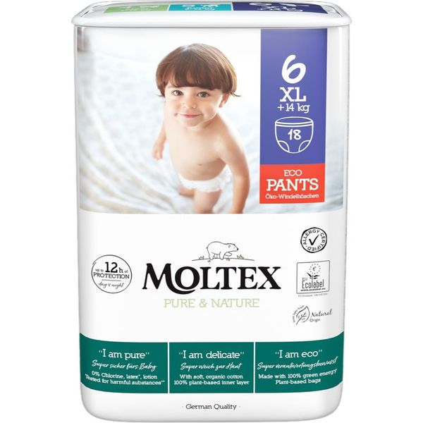 Moltex Moltex Pure & Nature XL Size 6 еднократни пелени гащички 14+ kg 18 бр.