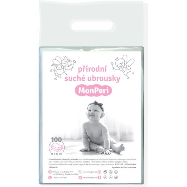 MonPeri MonPeri Dry Baby Wipes почистващи кърпички за деца от раждането им 100 бр.
