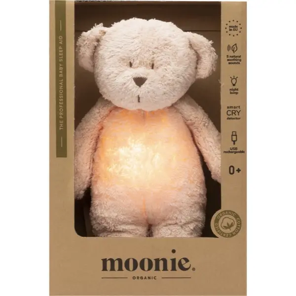 Moonie Moonie Bear 2.0 Organic Rose играчка за заспиване с мелодия 1 бр.