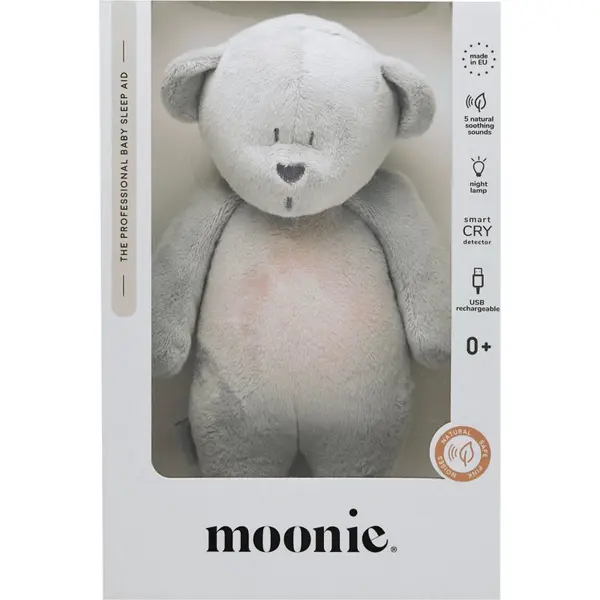 Moonie Moonie Bear 2.0 Organic Silver играчка за заспиване с мелодия 1 бр.