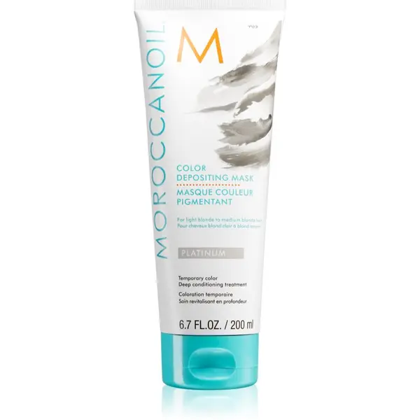 Moroccanoil Moroccanoil Color Depositing нежна подхранваща маска без перманентни цветови пигменти Platinum 200 мл.