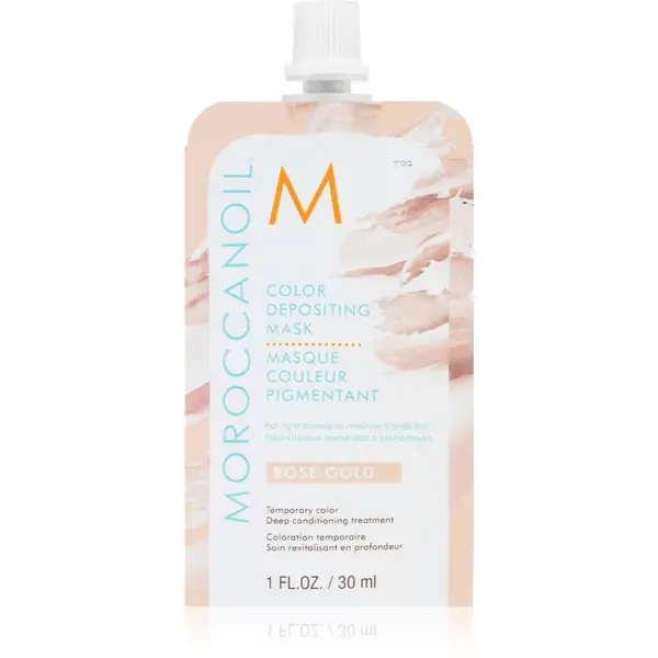 Moroccanoil Moroccanoil Color Depositing нежна подхранваща маска без перманентни цветови пигменти Rose Gold 30 мл.