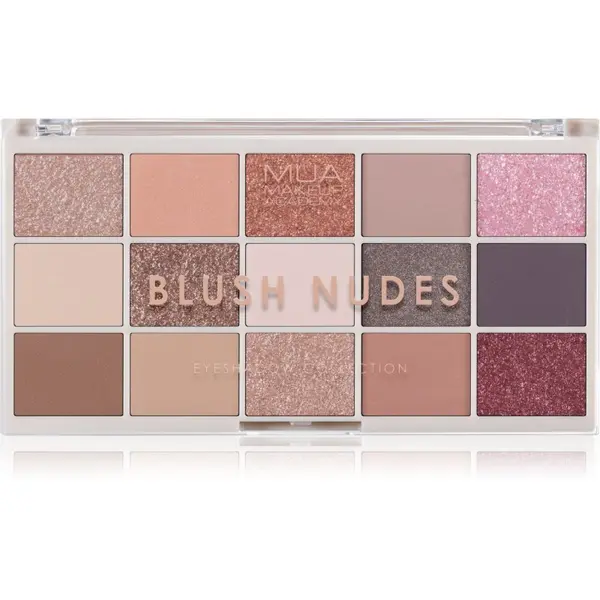 MUA Makeup Academy MUA Makeup Academy Eyeshadow Collection 15 Shade Palette палитра сенки за очи цвят Blush Nudes 12 гр.
