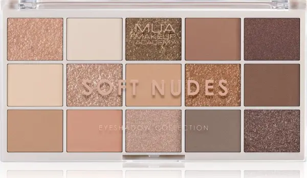 MUA Makeup Academy MUA Makeup Academy Eyeshadow Collection 15 Shade Palette палитра сенки за очи цвят Soft Nudes 12 гр.