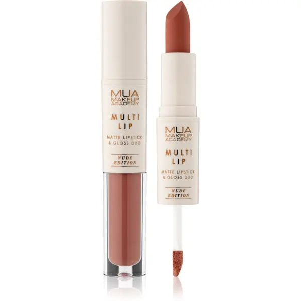 MUA Makeup Academy MUA Makeup Academy Multi Lip Nude Edition дълготрайно червило и гланц за устни дуо цвят Classic 3.2 гр.