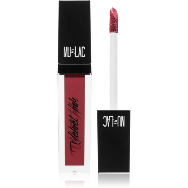 Mulac Cosmetics Mulac Cosmetics Velvet Ink дълготрайно матово течно червило цвят Secret Love 5 мл.