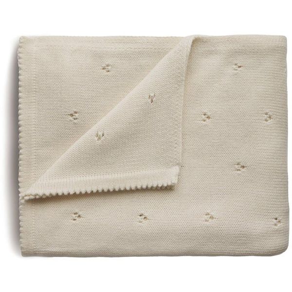 Mushie Mushie Knitted Pointelle Baby Blanket плетени одеяла за деца Ivory 80 x 100cm 1 бр.