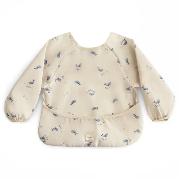 Mushie Mushie Long Sleeve Bib лигавник Whales 6-24m 1 бр.
