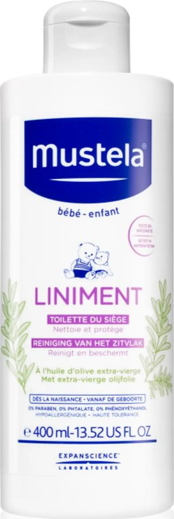 Mustela Mustela Bébé Liniment почистващо мляко за деца от раждането им 400 мл.