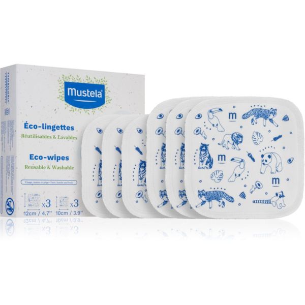 Mustela Mustela ECO Reusable & Washable Wipes почистващи кърпички за деца от раждането им 6 бр.