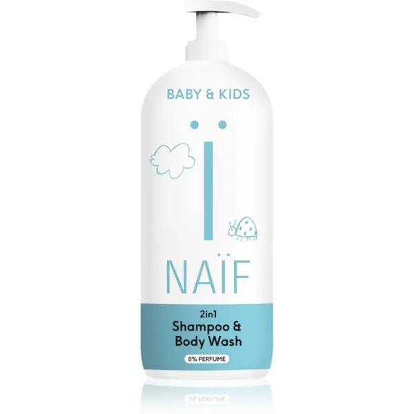 Naif Naif Baby & Kids 2-in-1 детски миещ гел и шампоан без парфюм 500 мл.