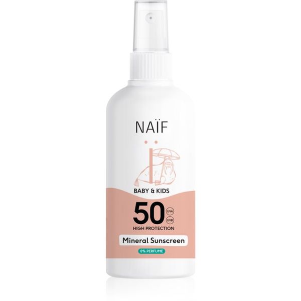 Naif Naif Baby & Kids Mineral Sunscreen SPF 50 0 % Perfume слънцезащитен спрей 100 мл.