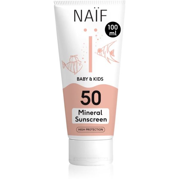 Naif Naif Baby & Kids Mineral Sunscreen SPF 50 слънцезащитни продукти за бебета и деца SPF 50 100 мл.