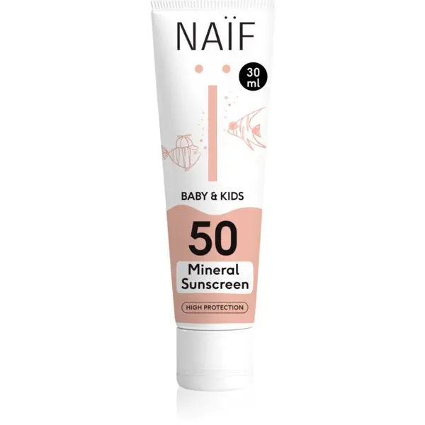 Naif Naif Baby & Kids Mineral Sunscreen SPF 50 слънцезащитни продукти за бебета и деца SPF 50 30 мл.