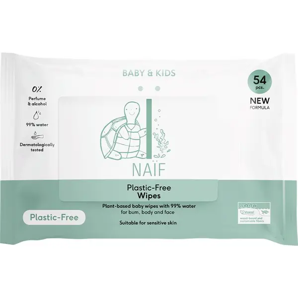 Naif Naif Baby & Kids Plastic Free Wipes мокри кърпички за деца от раждането им 54 бр.