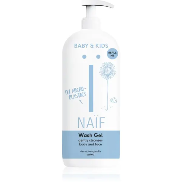 Naif Naif Baby & Kids Wash Gel почистващ и миещ гел за деца и бебета за тяло и лице Refill Me 500 мл.