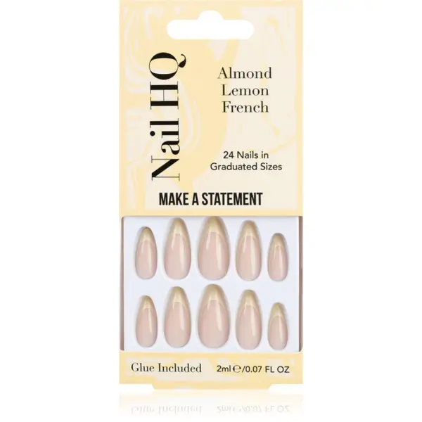 Nail HQ Nail HQ Almond Lemon French Изкуствени нокти с лепило 24 бр.
