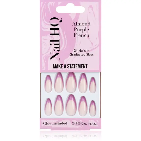 Nail HQ Nail HQ Almond Purple French Изкуствени нокти с лепило 24 бр.