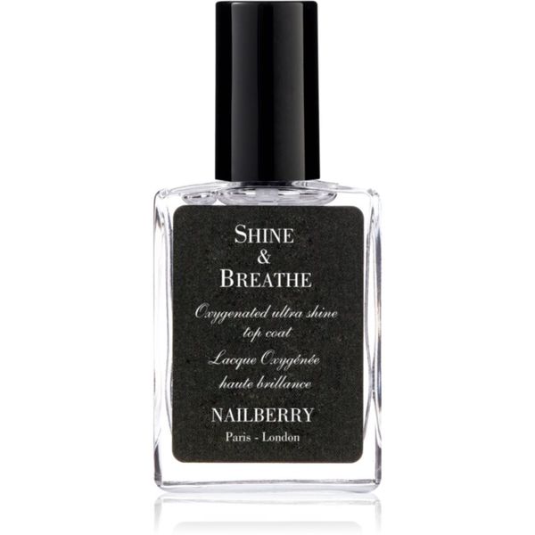 NAILBERRY NAILBERRY Shine & Breathe Oxygenated Ultra Shine Top Coat финален лак за съвършена защита и интензивен блясък 15 мл.