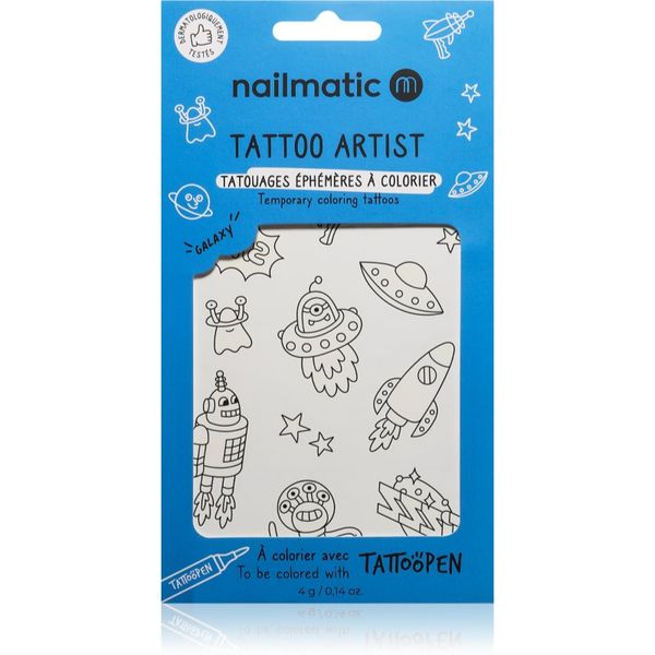 Nailmatic Nailmatic Tattoo Artist Temporary Coloring Tattoos татуировка за деца 3 y+ Galaxy 9x16,3 см