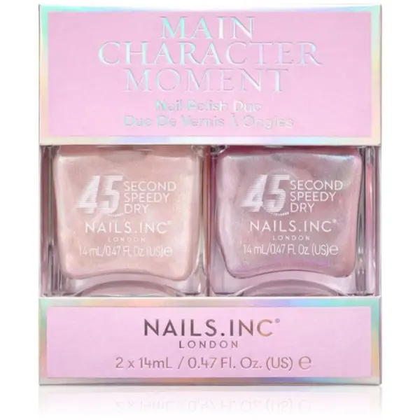 Nails Inc. Nails Inc. 45 Second Speedy Gloss лак за нокти ДУО ОПАКОВКА цвят Main Character Moment 2x14 мл.