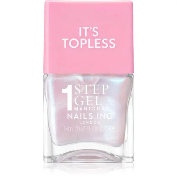 Nails Inc. Nails Inc. It’s Topless гел лак за нокти за дълготраен ефект цвят Kat Baby Pink Iridescent 14 мл.
