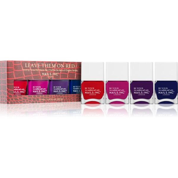 Nails Inc. Nails Inc. Leave Them On Red комплект лак за нокти