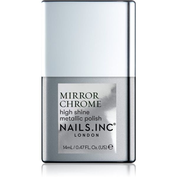 Nails Inc. Nails Inc. Mirror Chrome лак за нокти със силен гланц цвят Silver Served 14 мл.
