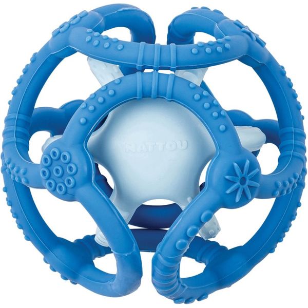NATTOU NATTOU Teether Silicone Ball 2 in 1 гризалка Blue 4 m+ 2 бр.