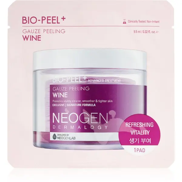 Neogen Dermalogy Neogen Dermalogy Bio-Peel+ Gauze Peeling Wine ексфолиращи тампони за лице за изглаждане на кожата и минимизиране на порите 1 бр.