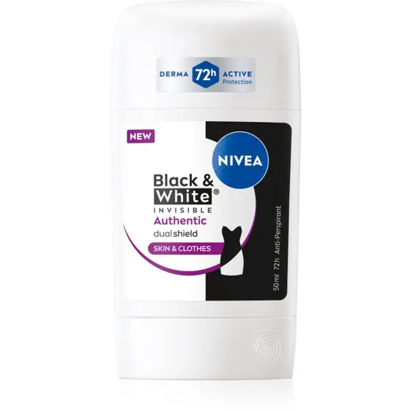 Nivea NIVEA Black & White Authentic твърд антиперспирант 72 ч. 50 мл.