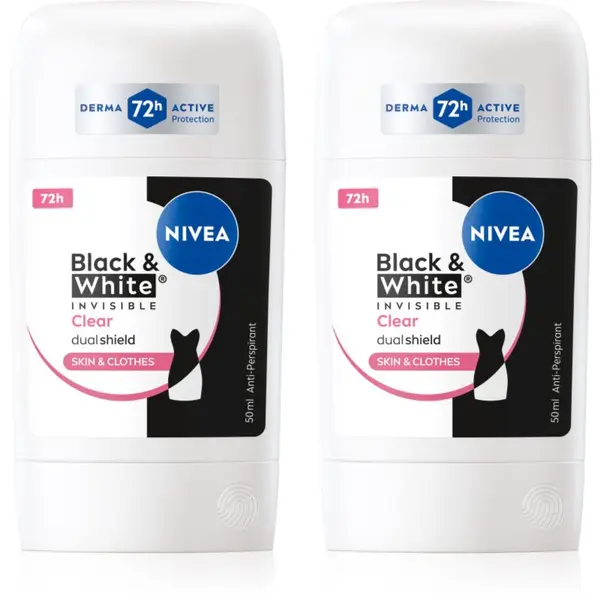 Nivea NIVEA Black & White Invisible Clear твърд антиперспирант изгодна опаковка