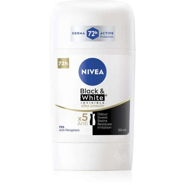 Nivea NIVEA Black & White Invisible Silky Smooth твърд антиперспирант 50 мл.