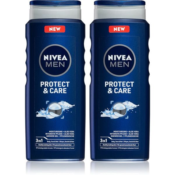 Nivea NIVEA MEN Protect & Care душ-гел за лице, тяло и коса изгодна опаковка 2 x 500 ml