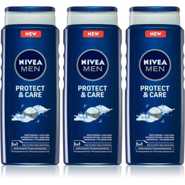 Nivea NIVEA MEN Protect & Care душ-гел за мъже изгодна опаковка 3 x 500 ml