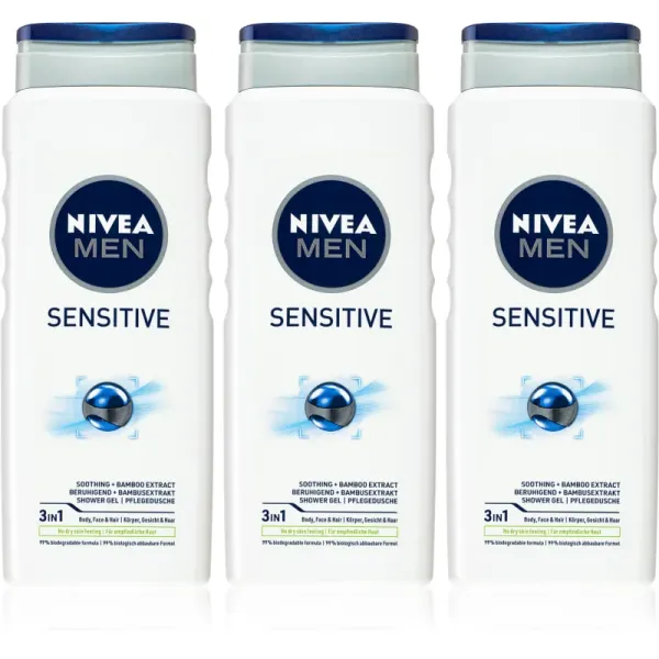 Nivea NIVEA MEN Sensitive душ-гел за мъже изгодна опаковка 3 x 500 ml