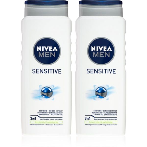 Nivea Nivea Men Sensitive душ гел за тяло и коса (изгодна опаковка)