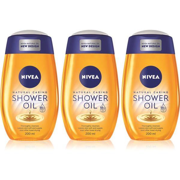 Nivea NIVEA Natural Caring душ масло 3 x 200 ml(за суха кожа )