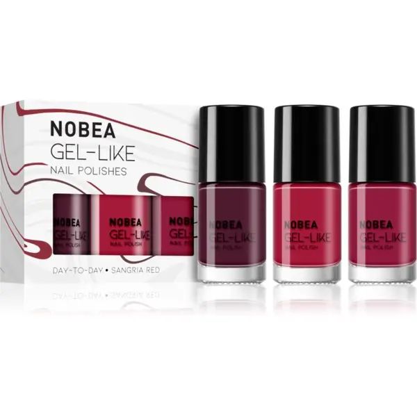 NOBEA NOBEA Day-to-Day 3-Piece Gel-like Nail Polish set комплект лак за нокти Sangria red
